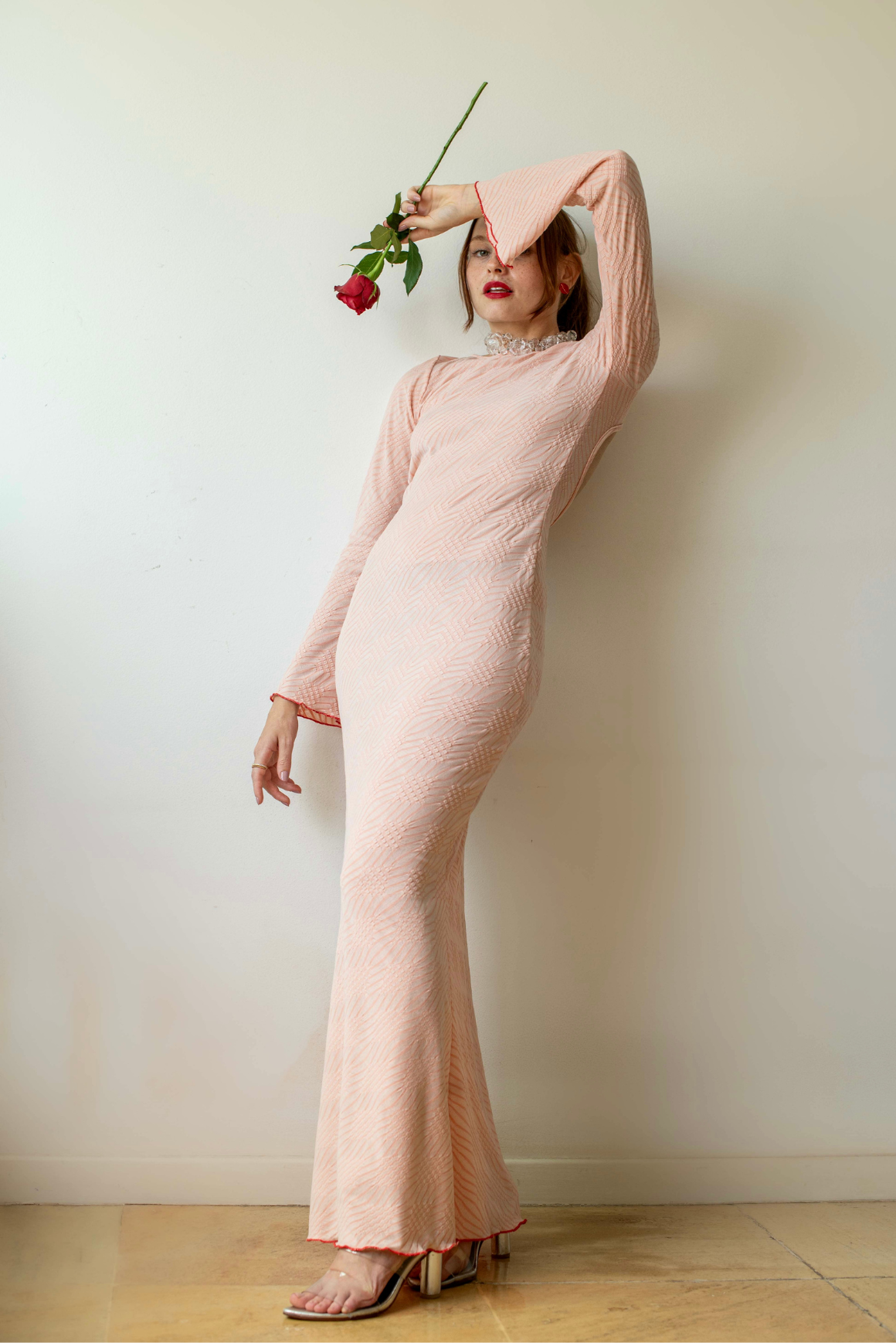 Vestido longo rose
